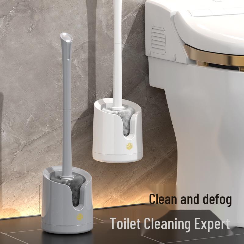 Wall-Mounted Long-Handle Toilet Brush for Corner Bathroom Cleaning