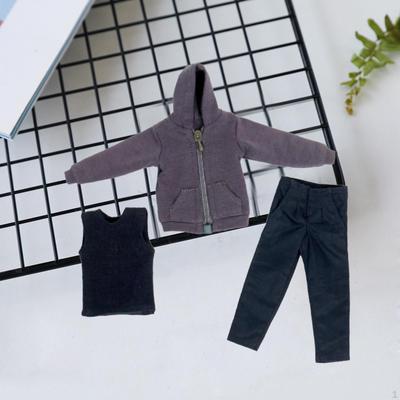3x Moda 1/12 Sudadera con Capucha Chaleco Pantalones, Ropa de Muñeca Hecha a Mano Disfraz para Figuras de Acción de 6 pulgadas Accesorio