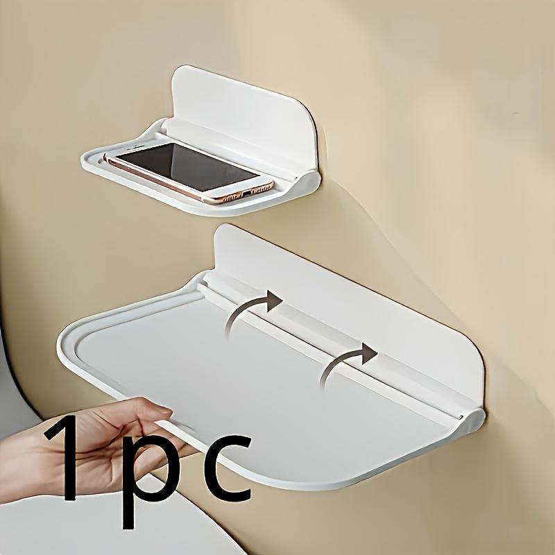 1 Stück Bohrfreies Wandmontiertes Klappregal - Langlebiges Kunststoff Klappbares Aufbewahrungsregal für Badezimmer, Küche, Schlafzimmer, Bürozubehör