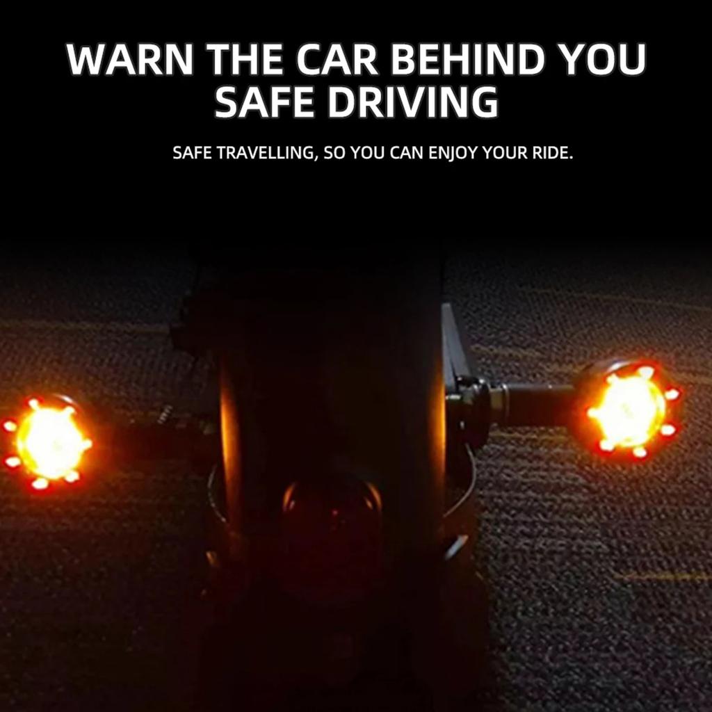 4Pcs/set Motorcycle LED Brake Light Amber and Red Turn Signal Tail Light Indicator Warning Signal Bulbs Lamps Motor Accessories