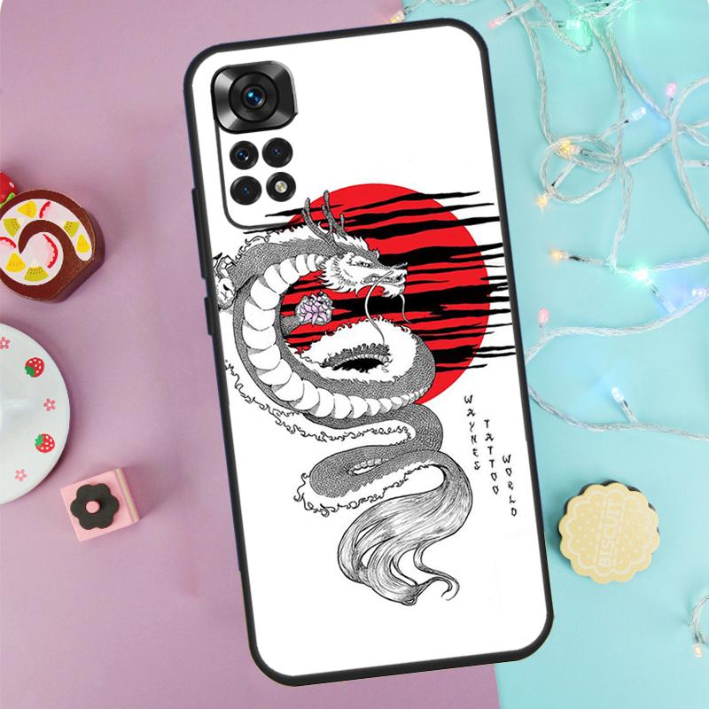 Japanese Dragon Style Case For Xiaomi Redmi Note 9 10 11 12 13 14 Pro 9S 10S 11S 12S Redmi 14C 10C 12C 13C Cover