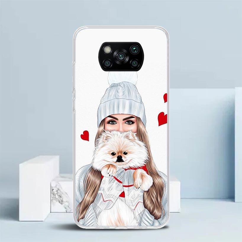 Christmas Art Girls Coffee Phone Case For Xiaomi Poco F7 Ultra X5 X6 X7 Pro M7 Redmi 15C 15 13C 13 12C 12 10C 10 10A 9 9C 9A 9T
