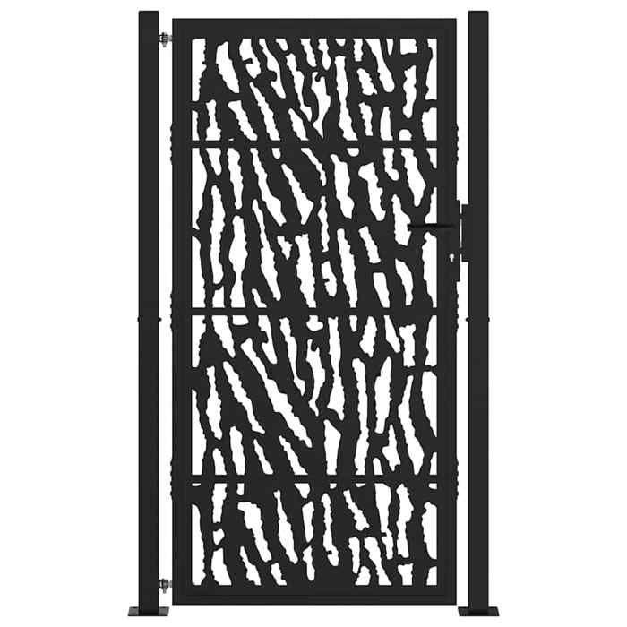 VidaXL Portail de jardin noir 105x180 cm acier conception de tracés, porte de clôture, porte extérieure, porte en métal, 4100982