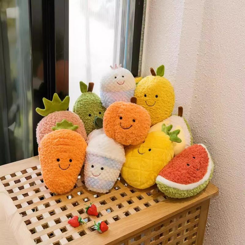 Plush fruit doll grab machine doll throw pillow toy durian cute pineapple doll simulation watermelon wedding sprinkle