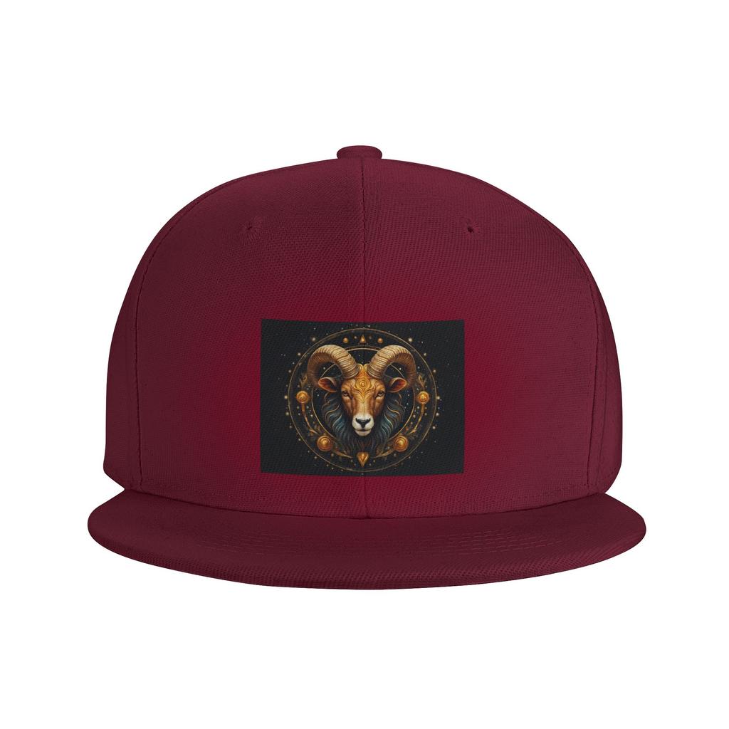 Aries Zodiac Celestial Goat and Ram Horns Print Baseball Caps Snapback Fashion Baseball Hats Casual Casquette Outdoor for Unisex