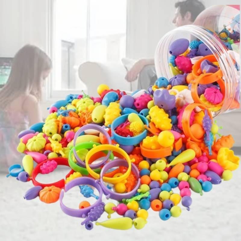 Children's Pop Bead Handmade Diy Material Puzzle Insert Play Little Girl Necklace Bracelet Kindergarten Girl Toy Plastic/plastic 200-1000 Beads