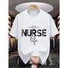 European Size Nurses' Letters and Creative Patterns Printed Tops, Men's Fashion Casual Round Neck and Short Sleeves, Daily Wear On Many Occasions.