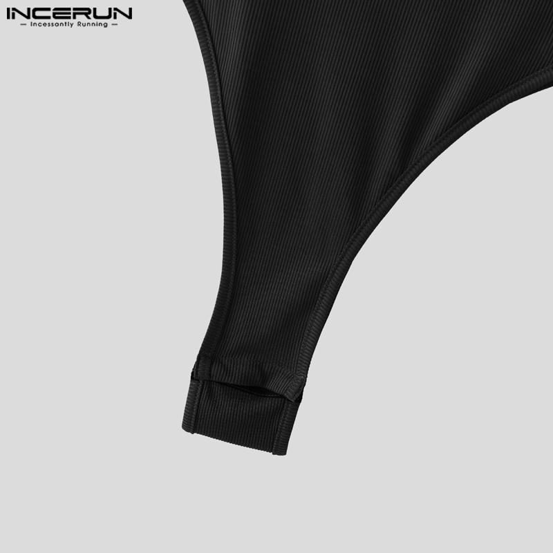 INCERUN Salopete fără mâneci cu decolteu adânc în U pentru bărbați, salopete, body, lenjerie de corp