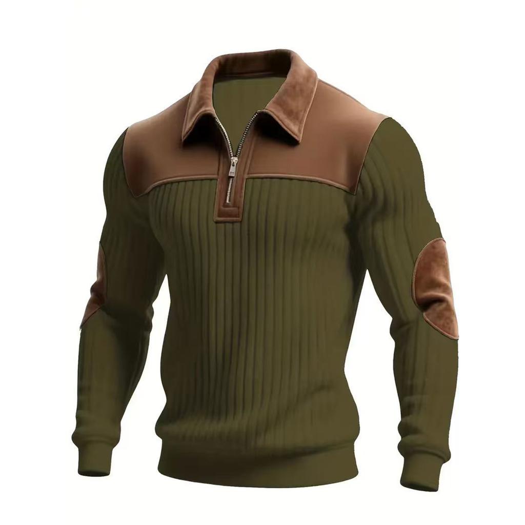 Men's Color,Blocked Button Lapel Long Sleeve Top Men's Casual Fashion Long Sleeve Top