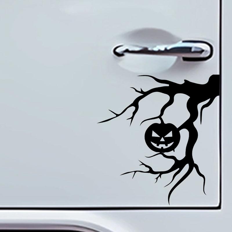 1 Stück Kürbisbaum Lustige Autoaufkleber Wasserdicht für Auto Fenster Kofferraum Karosserie Tankdeckel Vinyl Aufkleber Halloween Fahrzeug Dekoration