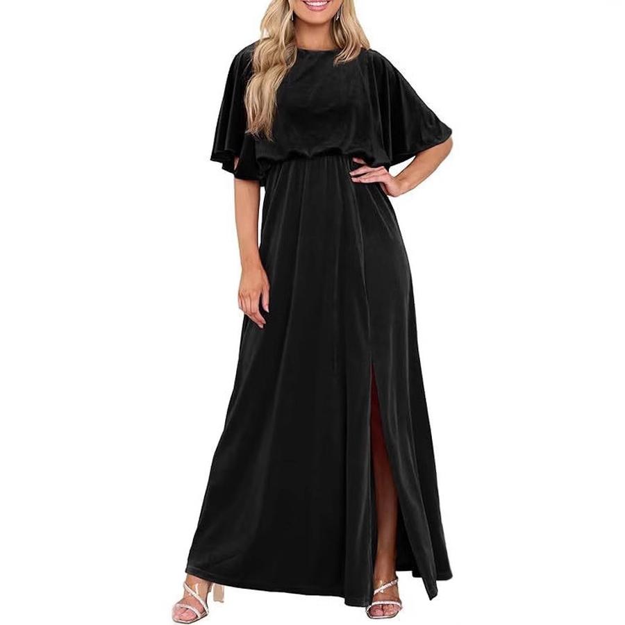 Autumn Winter New Women's Clothing Velvet Tiered Ruffles Sleeve Dress Women