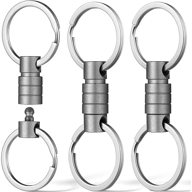 

[FEGVE] titanium key ring connector 360 degree rotation car keychain men s releaser With key ring (gray *3 pieces)