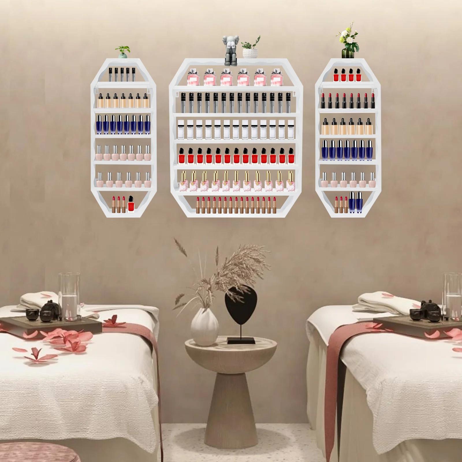 

Iron wall mounted nail art storage rack three piece set - white, , high-quality, used for a long time United States