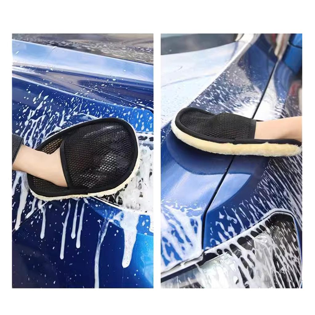 Car Wash Mitt Microfiber Wash Mitt Wash Sponge Wash Glove Lint Free Scratch Free Double-sided Car Cleaning Mitt