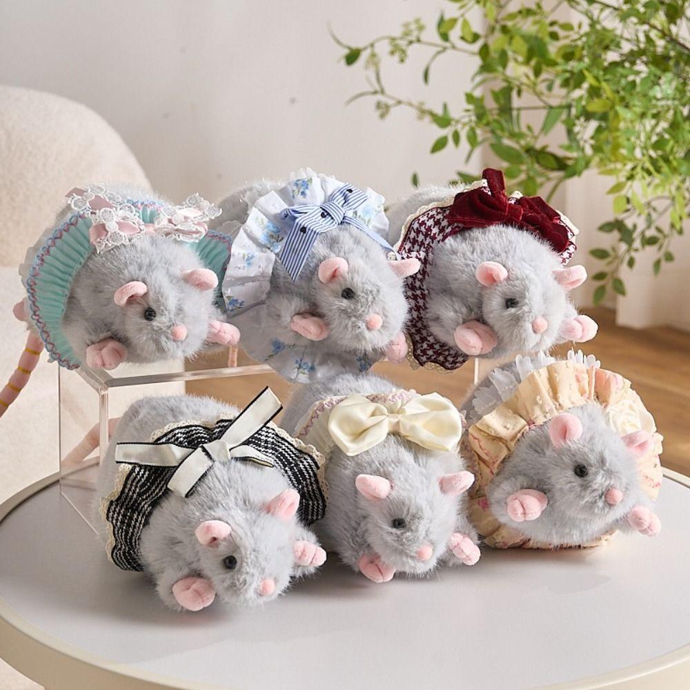 Floral Dress Fluffy Mouse Stuffed Simulation Stuffed Rat Creative Plush Mouse Doll Kids Toy