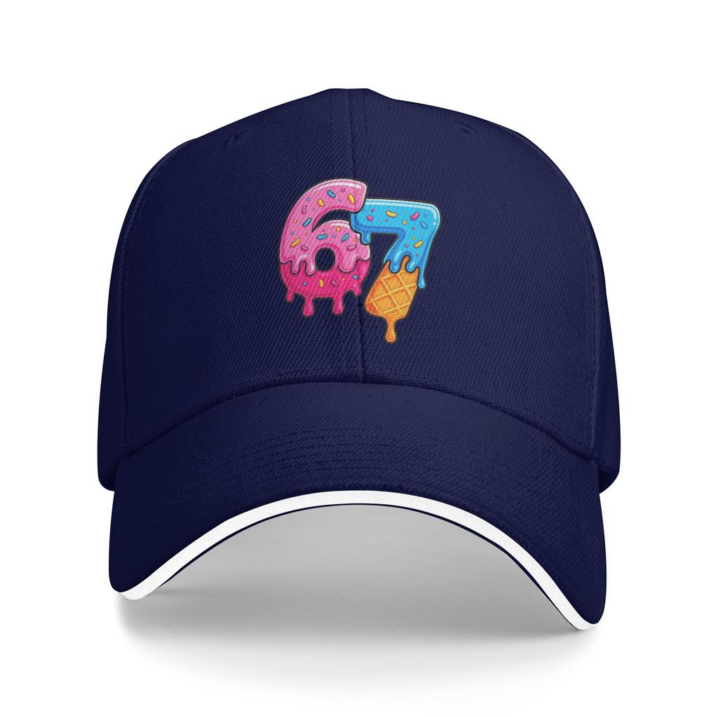 Funny Number Six Seven Ice Cream Drip Meme 67 Sun Baseball Cap Summer Y2k Cute Trucker Hat For Men Outdoor Sport Baseball Caps