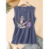 2026 New Spring, Summer, and Autumn Women's Round-neck Design Peony Pink Flower Large Butterfly Realistic Everyday Commuting Sleeveless