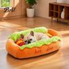 Waschbares Katzenbett Hot Dog Haustierbett, Abnehmbare Matte, Gemütliches Plüsch Verspieltes Tierbett Niedlich für Kleine Hunde Katzen Innengebrauch Bezug