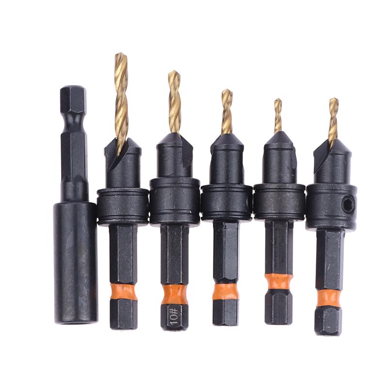 12-delige Titanium-Gecoate Zeskant Verzonken Boor Set Met Vervangbare Boren, Magnetische Houder & L-Sleutel. Boormachine Compatibel Voor Snel