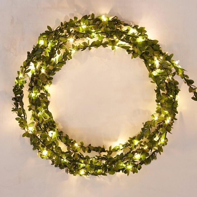Buy Leaf Garland Battery Operate Copper LED Fairy String Lights for