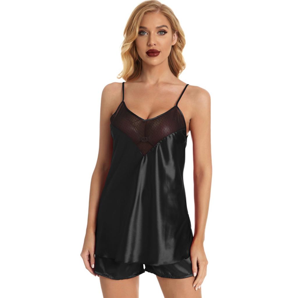 Personalized Custom Lace New Pajamas Ice Silk Imitation Silk Suspenders Shorts Hot Suit Summer