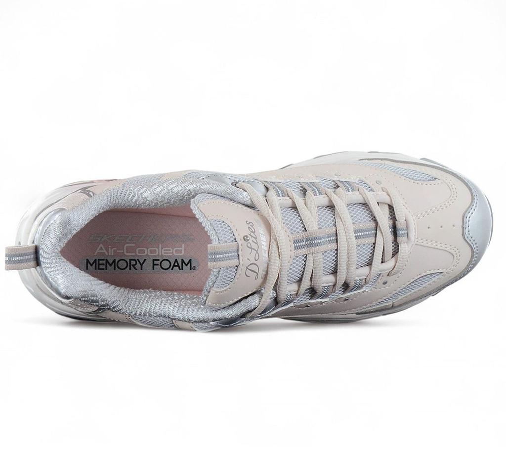 Skechers D Lites - Chromatic - Damen Sneakers Schuhe Beige-Silber 150246-NTSL ORIGINAL