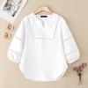 ZANZEA Women Casual V-Neck 3/4 Sleeve Loose Embroidery Blouse