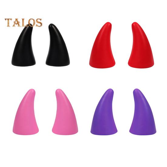 1 Pair Car Devil Horn Sticker 3D Automotive Roof Decoration Front Rear Bumper Guard Anti Collision Protector Waterproof Sunproof Universal Vehicle