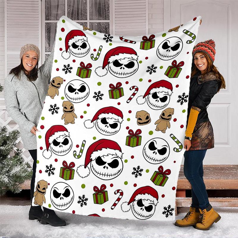 The Nightmare Before Christmas Theme Printed Blanket - Perfect for Couch, Bed, Travel & Outdoor Use | Machine Washable, Cozy & Durable.