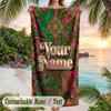 Floral Theme Beach Towel Personalized Custom Name & Text Soft Quick Dry Beach Towel for Swimming Travel