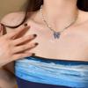 Butterfly pearl necklace female high sense personality hip hop neck chain niche simple versatile collarbone chain tide