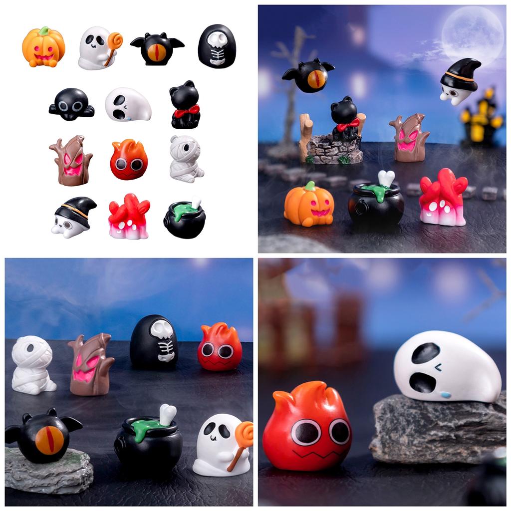 Festival Miniature Pumpkin Ghostly Bat Elf Statue Resins Figurines Statue Halloween Desktop Decoration for Party Display