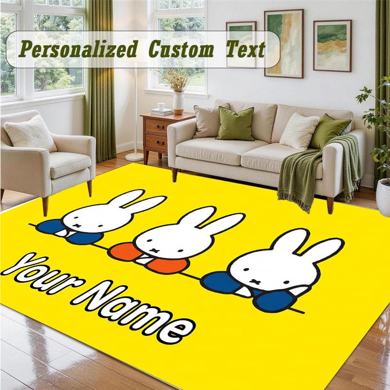 Crystal Velvet Square Rug Custom NameMiffy Pattern Non Slip Home Floor Decor Rug