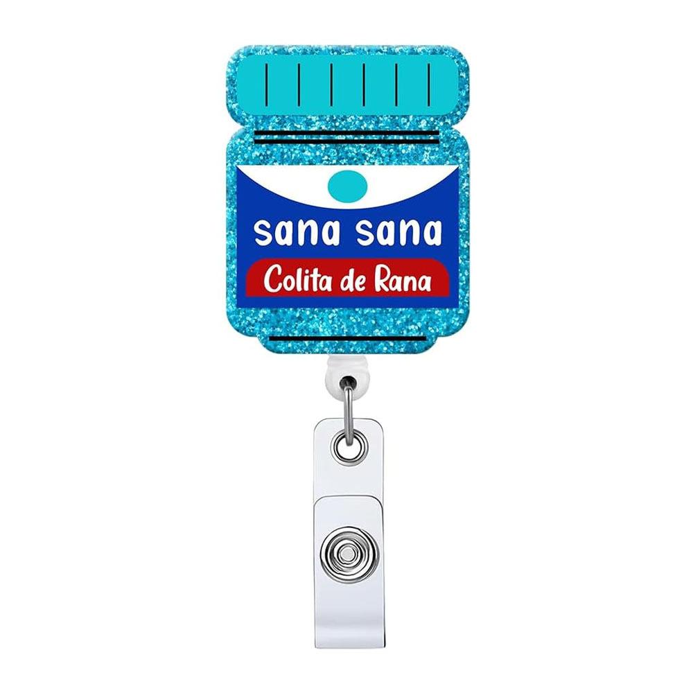 Glitter Acrylic Easy To Pull Badge Telescopic Buckle 360° Rotation Retractable Doctor Nurse Badge Reel Bottle Id Card Holder