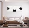 Black Cat Art Decorative Animal Cat Wall Modern Contemporary Poster Sofa Background Wall Hanging for Living Fully Framed 3-Panel Panel, Painting, Art,