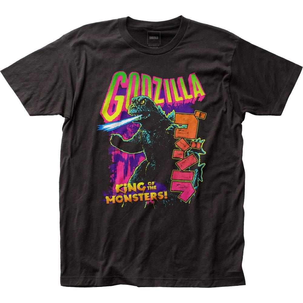Godzilla Neon Mens T Shirt Classic Monster Movie Tee New Black S