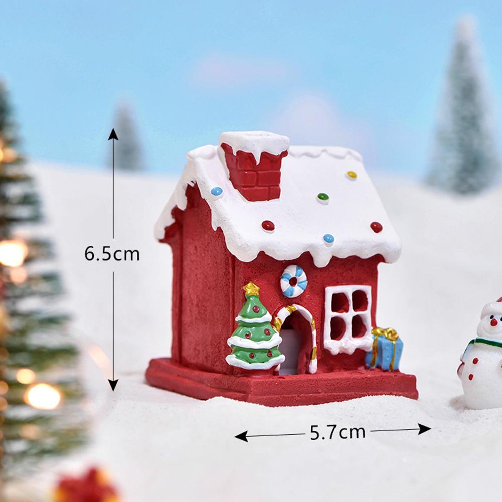 Diy Christmas House Ornaments Simulation Miniature Handicraft With Lights For Xmas Holiday Party Decor