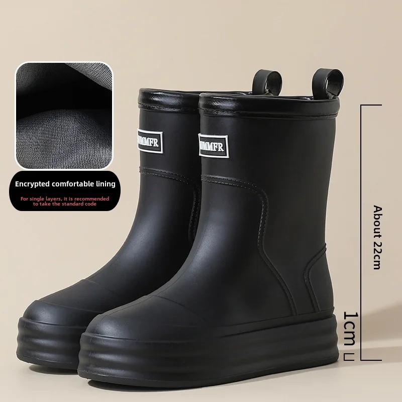 

Hot Sale Of The Season New Women s Mid-Calf Rain Boots Fashionable Thick Bottom Casual Drawstring Warm Beachwear Resistant to We 40-41