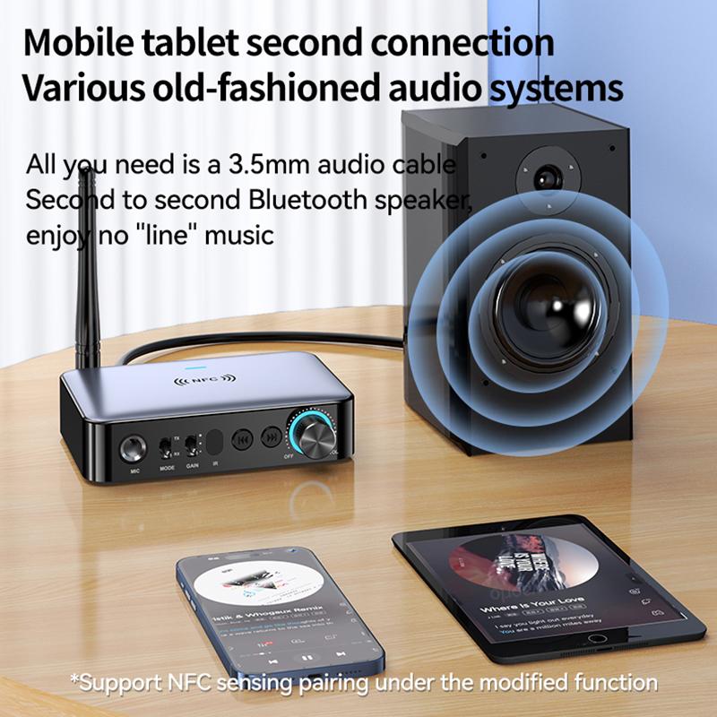 Odbiornik audio Bluetooth M16 Nadajnik NFC 3,5 mm AUX 2RCA U-Disk TF 6,5 Mikrofon Współosiowy DSP Dekodowanie Muzyka HIFI Bezprzewodowy adapter