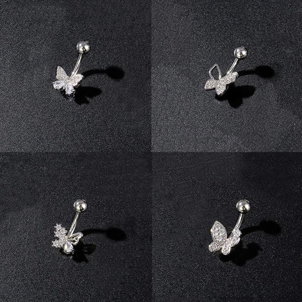 Butterfly Flower Belly Button Ring Mini Body Jewelry Sexy Belly Piercing Ring  Women Girls