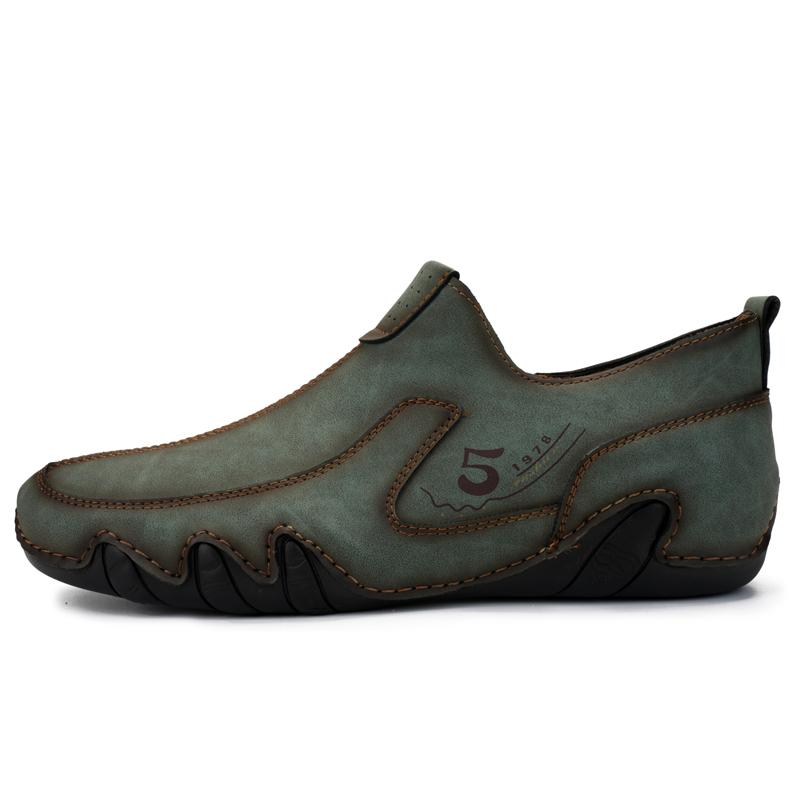 

Модные мужские кожаные повседневные лоферы, уличные трендовые балетки, удобная обувь для ежедневных поездок, противоскользящие, износостойкие, легкие слипоны 48 зелёный