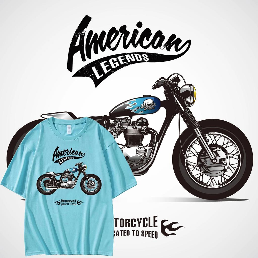 Men's T-shirt motorcycle printed T-shirt hip-hop street top streetwear vintage t shirt cotton Retro Motorcycle Plus size T-shirt