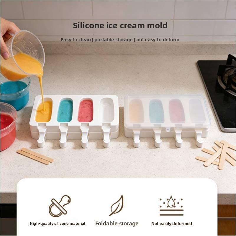 Creative Silicone Ice Pop Mold With Cover For Homemade Frozen Desserts