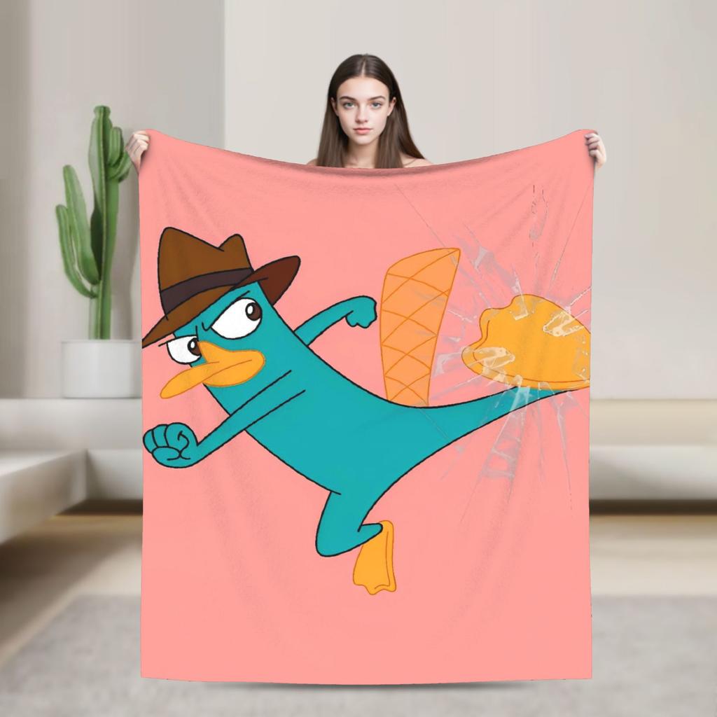 Perry the Platypus Warm Blankets Boy Girl Plush Throw Blanket Fashion Home Decor Flannel Bedspread Sofa Bed Cover