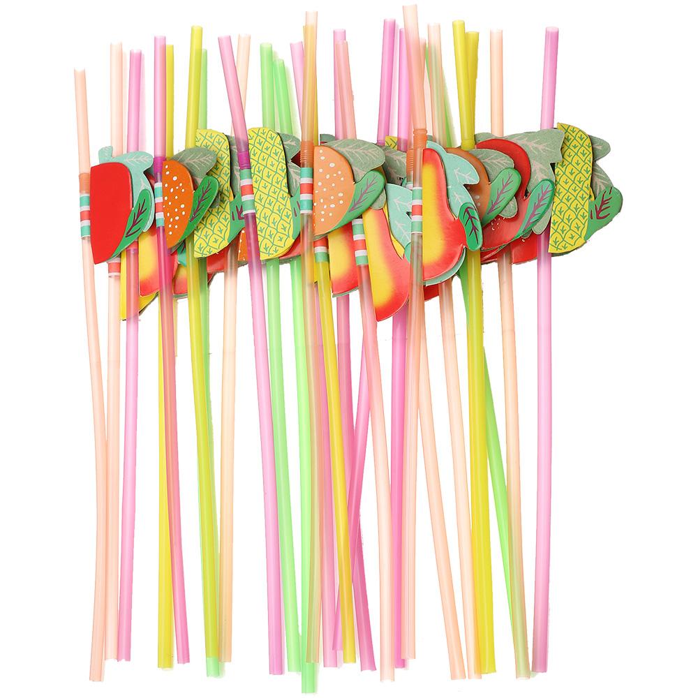 50pcs Colorful Juice Mix Color Plastic Straws Party Tableware Umbrella Drinking Straw Bar Supplies