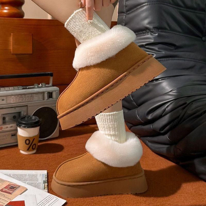 Cotton Slippers Women's Autumn and Winter New Indoor Home Warmth Thick Bottom Non-slip and Dirt-resistant Plush Outer Cotton Shoes