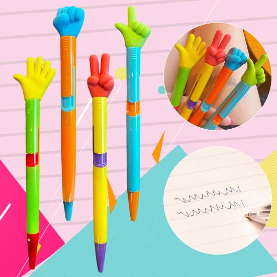 Gesture Topper Press Ballpoint Pen Rock Paper Scissors Top Quick-Drying Students Adults