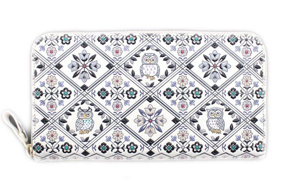 

Yuzen dyed long wallet owl pattern Edo Komon wallet wallet round zipper owl ink black Sunset [Asakusa Bunko] (Sumicro