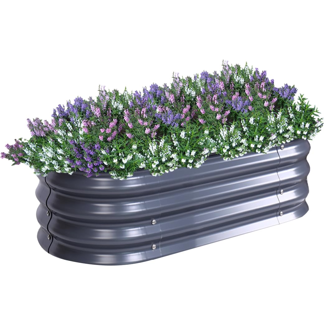 

BAOYOUNI Приподнятая грядка Приподнятый садовый ящик Металлический ящик для растений Оцинкованный Большой Металлический Стальной Набор для Уличных Растений Цветов Трав Овощей Темный