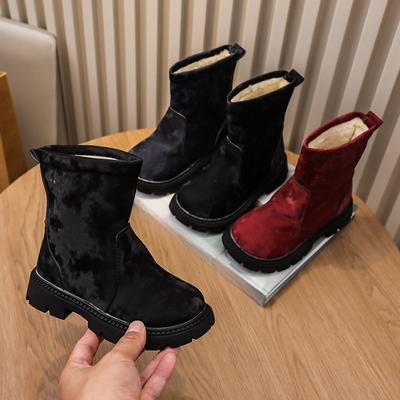 Winter New Girls' Thick Cotton Boots with Warm Leather Boots